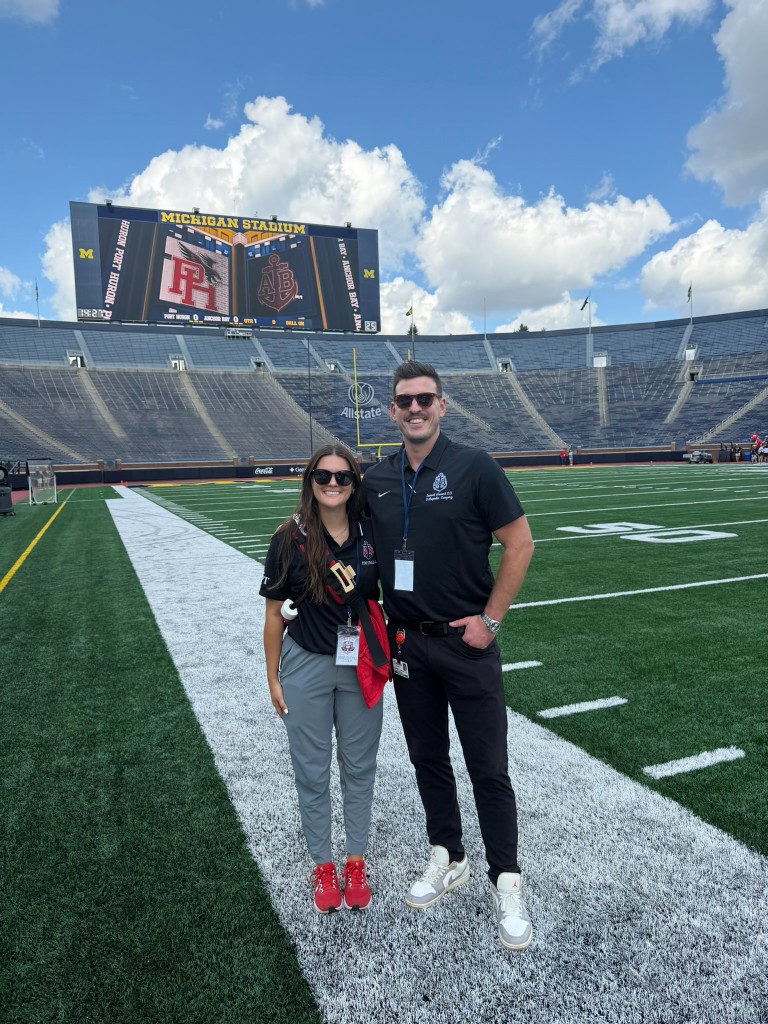 Dr. Howard at Michigan Stadium for an Anchor Bay High School game